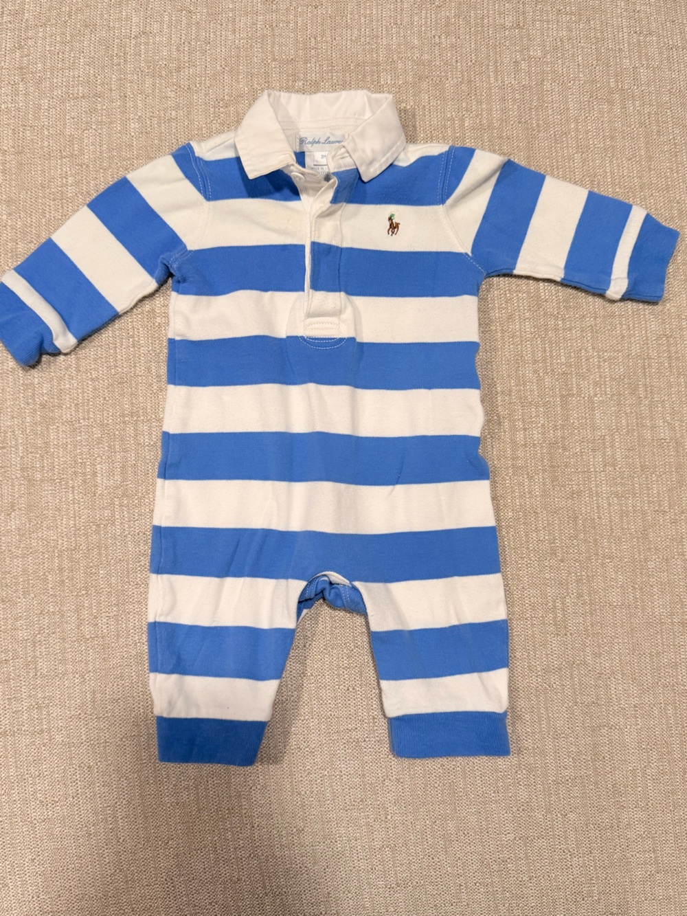 Striped Blue and White Kids One-Piece Romper